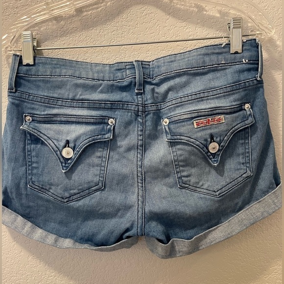 Hudson Denim Jean Shorts RN# 107906 Medium Wash Med Distressing USA Made Sz 27 - Picture 2 of 9